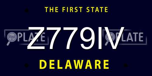 Z779IV Delaware License Plate
