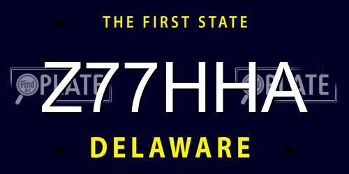 Z77HHA Delaware License Plate