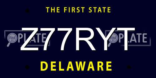 Z77RYT Delaware License Plate