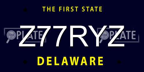 Z77RYZ Delaware License Plate
