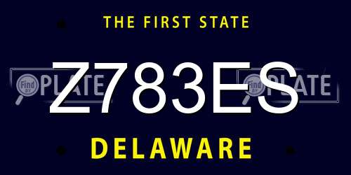 Z783ES Delaware License Plate