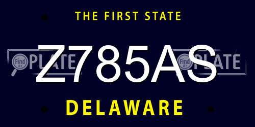 Z785AS Delaware License Plate