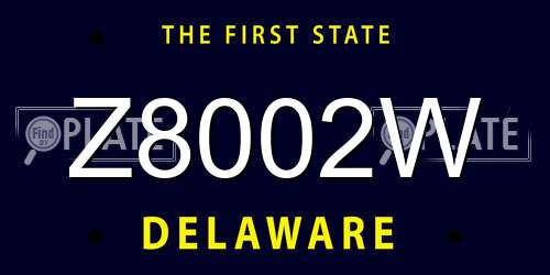Z8002W Delaware License Plate