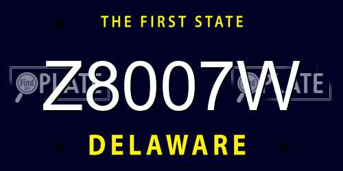 Z8007W Delaware License Plate
