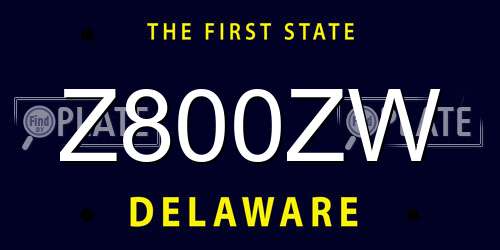Z800ZW Delaware License Plate