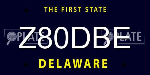 Z80DBE Delaware License Plate