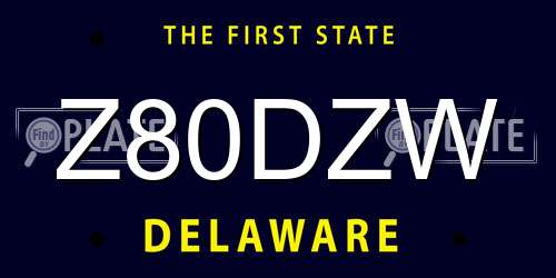 Z80DZW Delaware License Plate