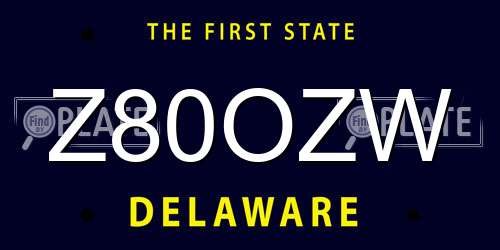 Z80OZW Delaware License Plate