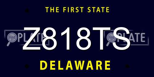 Z818TS Delaware License Plate