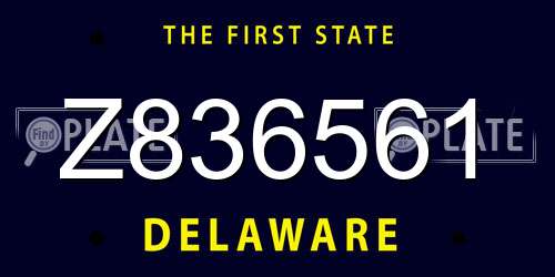 Z836561 Delaware License Plate