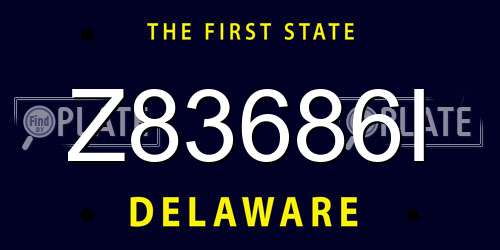 Z83686I Delaware License Plate