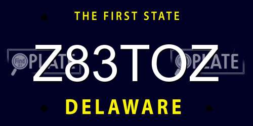 Z83TOZ Delaware License Plate