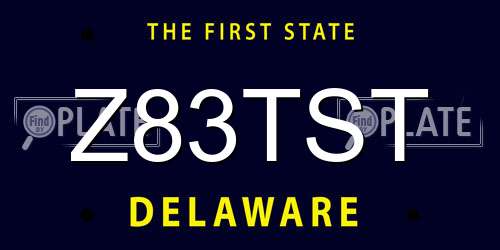 Z83TST Delaware License Plate