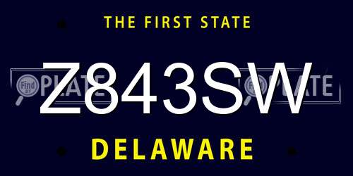 Z843SW Delaware License Plate