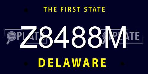 Z8488M Delaware License Plate