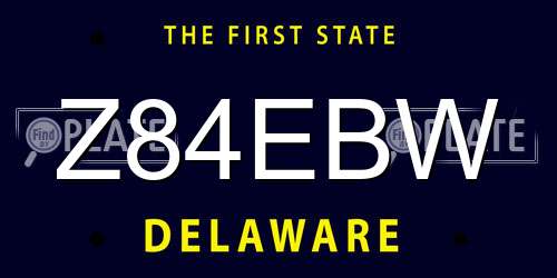 Z84EBW Delaware License Plate