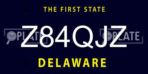 Z84QJZ Delaware License Plate