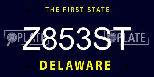 Z853ST Delaware License Plate