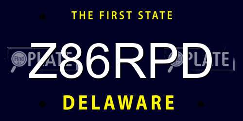 Z86RPD Delaware License Plate