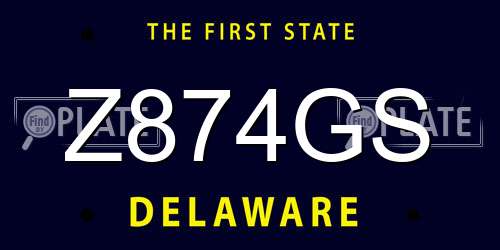 Z874GS Delaware License Plate