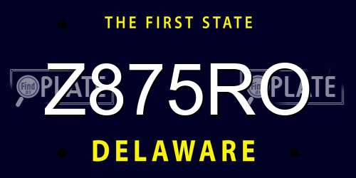Z875RO Delaware License Plate