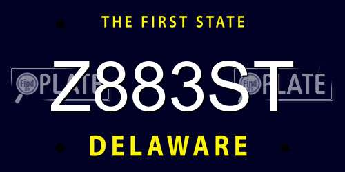 Z883ST Delaware License Plate