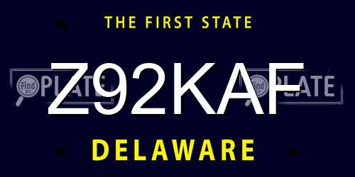 Z92KAF Delaware License Plate