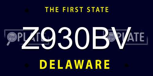 Z930BV Delaware License Plate