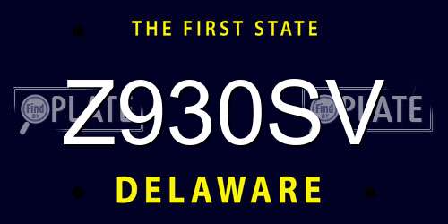 Z930SV Delaware License Plate