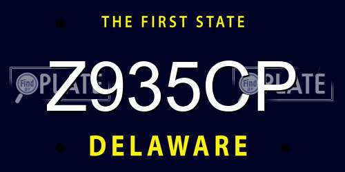 Z935CP Delaware License Plate