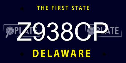 Z938CP Delaware License Plate