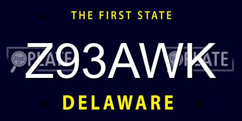 Z93AWK Delaware License Plate