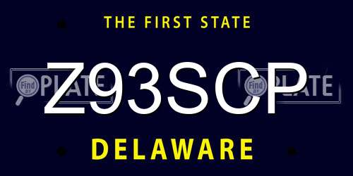 Z93SCP Delaware License Plate