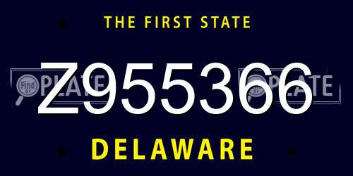Z955366 Delaware License Plate