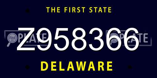Z958366 Delaware License Plate