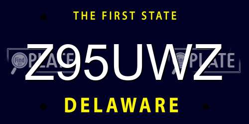 Z95UWZ Delaware License Plate