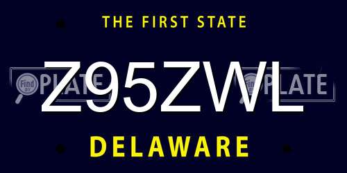 Z95ZWL Delaware License Plate