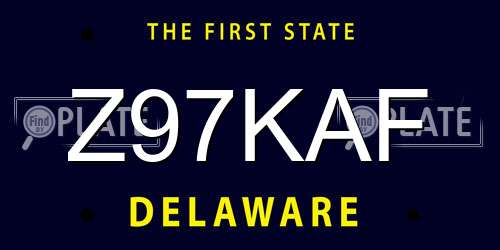 Z97KAF Delaware License Plate