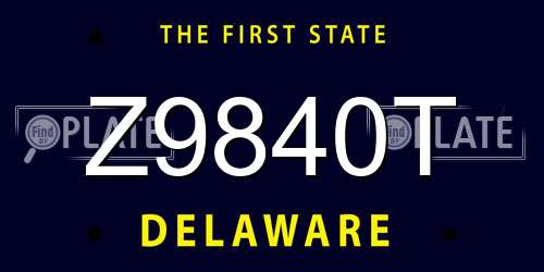 Z9840T Delaware License Plate