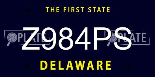 Z984PS Delaware License Plate