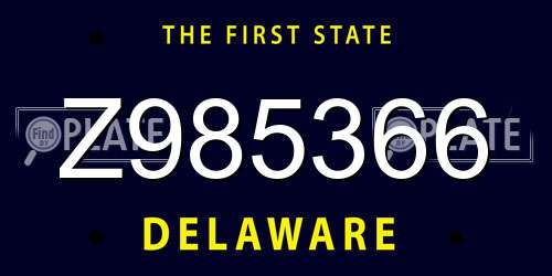Z985366 Delaware License Plate