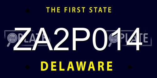ZA2P014 Delaware License Plate