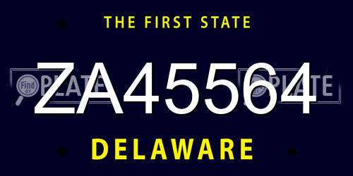 ZA45564 Delaware License Plate