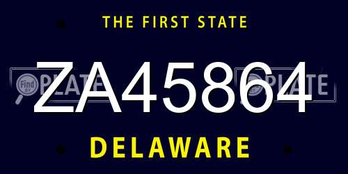 ZA45864 Delaware License Plate
