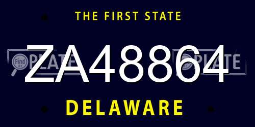 ZA48864 Delaware License Plate