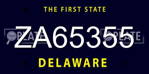 ZA65355 Delaware License Plate
