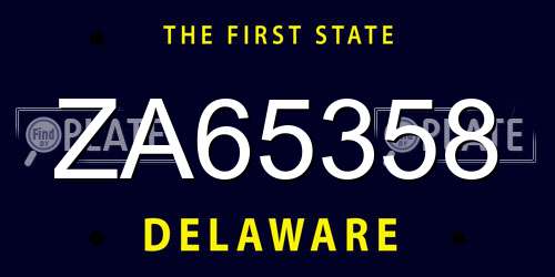 ZA65358 Delaware License Plate