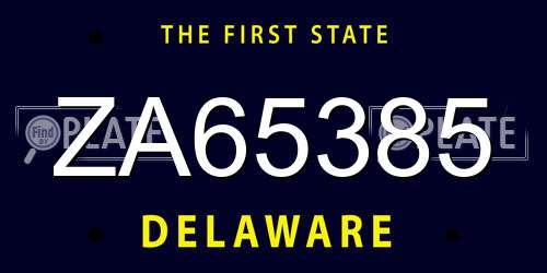 ZA65385 Delaware License Plate