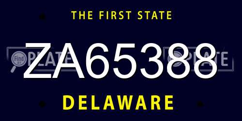 ZA65388 Delaware License Plate