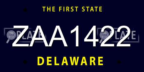 ZAA1422 Delaware License Plate